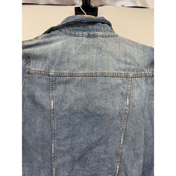 dELiA's Y2K Boho Southwestern Retro Denim Cropped Jean Jacket Large Festival - Picture 8 of 13